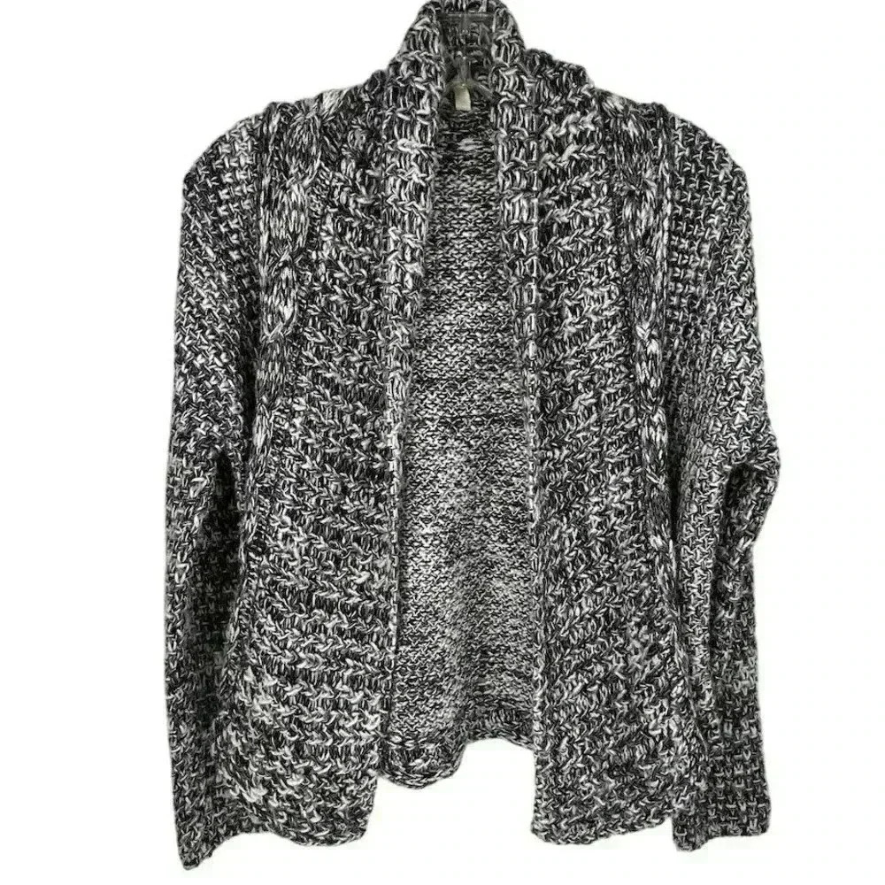 Anthropologie Moth Women's XS Gray Chunky Knit Open‎ Front Cardigan